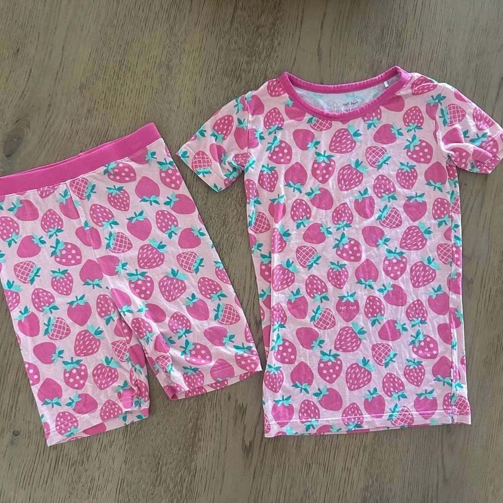 Little Sleepies Water Print Pink Pajamas Short Sleeves & Shorts Girls 7/8